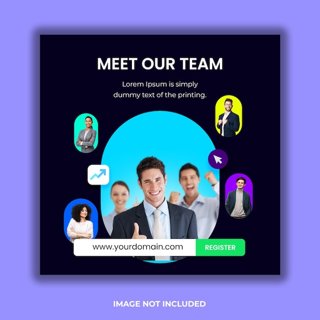 PSD meet our team social media post template