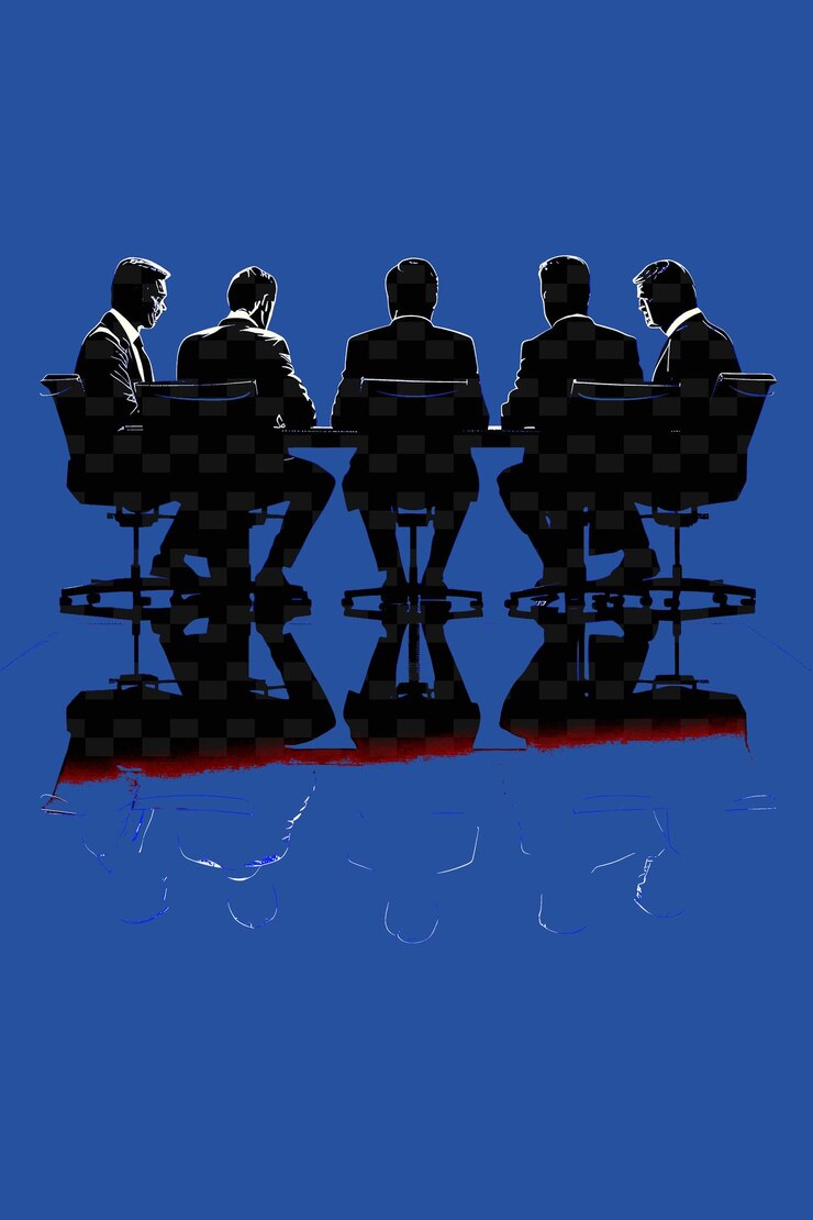 PSD meeting between a presidential candidate and bitcoin industr flat illustration election campaign