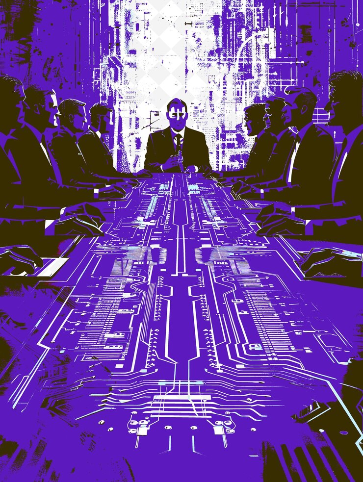 PSD meeting with a presidential candidate and bitcoin industry l flat illustration election campaign