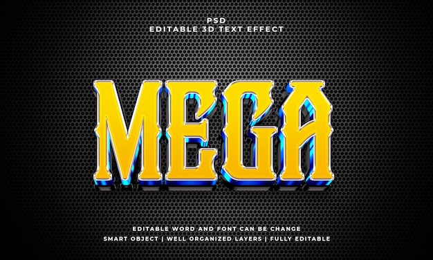 Mega 3d editable psd text effect style with background