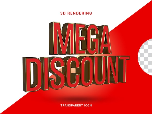 Mega Discount 3D rendering Icon for composition