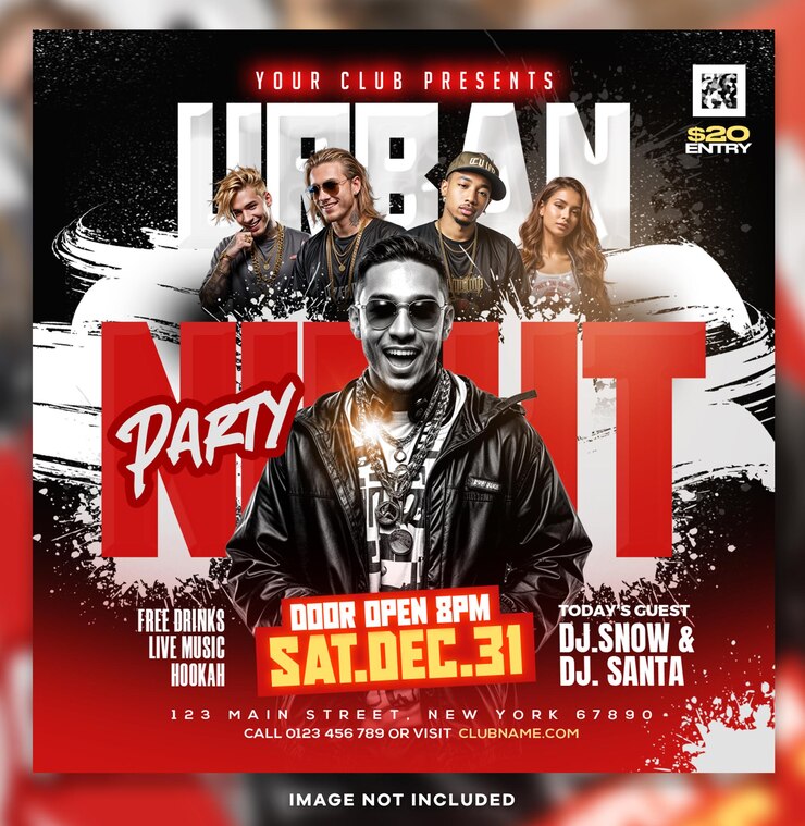 PSD mega dj music event social media post psd