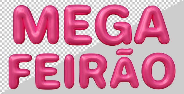 Mega fair text in brazilian portuguese with 3d modern style