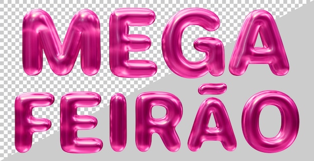 Mega fair text in brazilian portuguese with 3d modern style