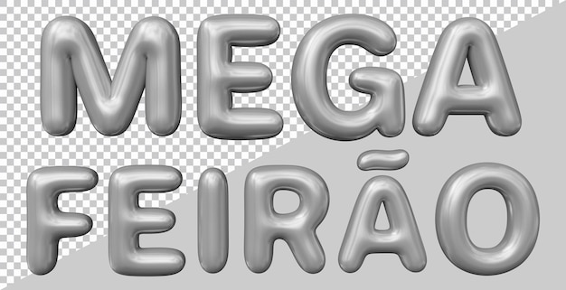 Mega fair text in brazilian portuguese with 3d modern style