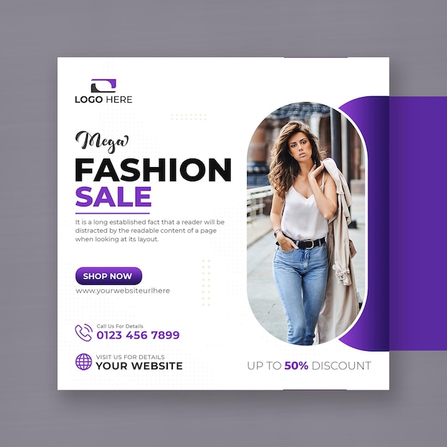 Mega fashion sale social media post and web banner template