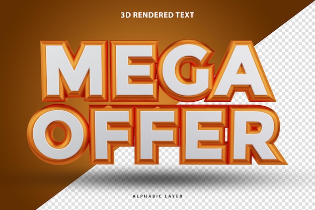 PSD mega oferta renderowanego tekstu 3d