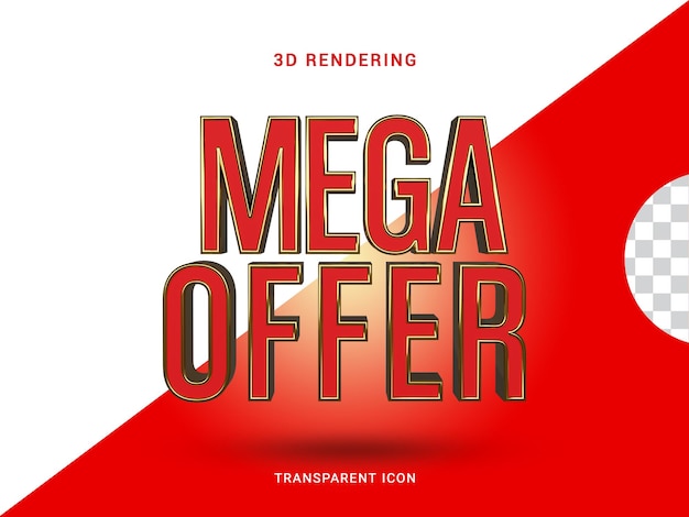 Mega offer 3d rendering icon for composition