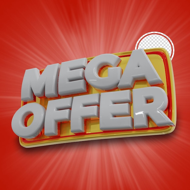 PSD mega offer label 3d render