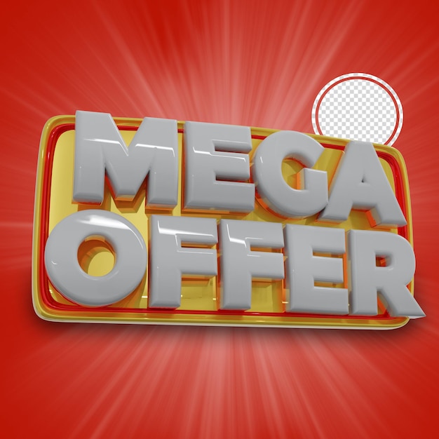 Mega offer label 3d render