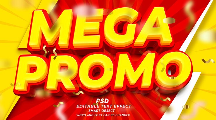 PSD mega promocyjny edytowalny efekt tekstowy 3d psd