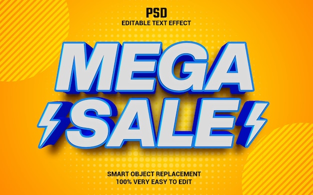 Mega sale 3d editable text effect with background Premium Psd