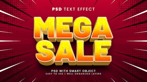 Mega sale 3d editable text effect with offer and discount text style