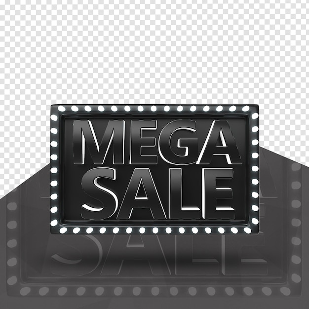 PSD mega sale 3d logo isolated black