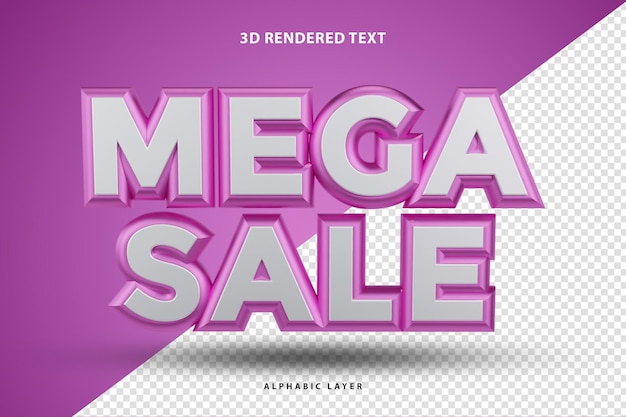 PSD mega sale 3d визуализированный текстовый дизайн