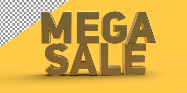 Mega sale 3d-tekstweergave van hoogwaardige tekstillustratie