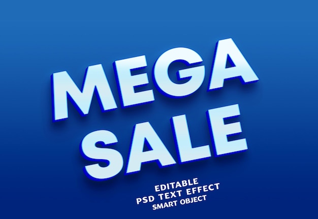 PSD mega sale 3d text effect design