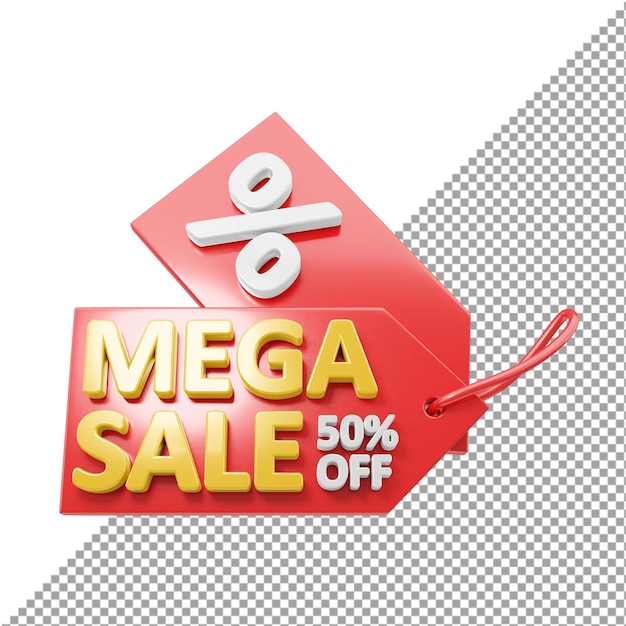 Mega sale badge 3d rendering isolated