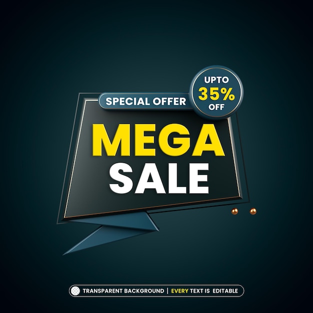 Mega sale banner background with editable text effect