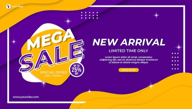 PSD mega sale banner template promotion