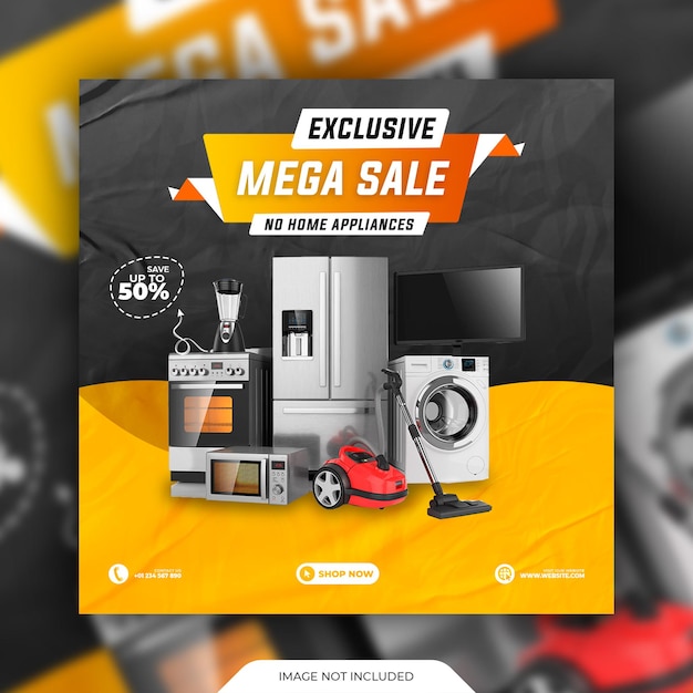 PSD mega sale and black friday social media template and instagram post