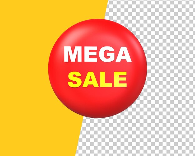 PSD mega sale circle red sale label 3d