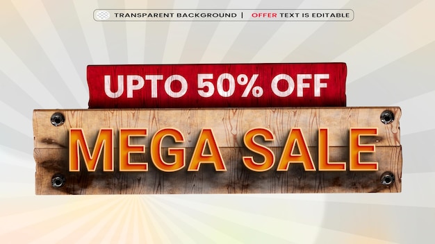 Mega sale creative 3d promotion banner text effect