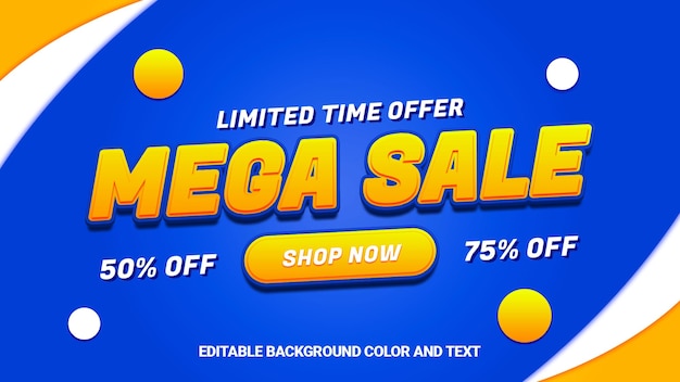 PSD mega sale discount banner template promotion