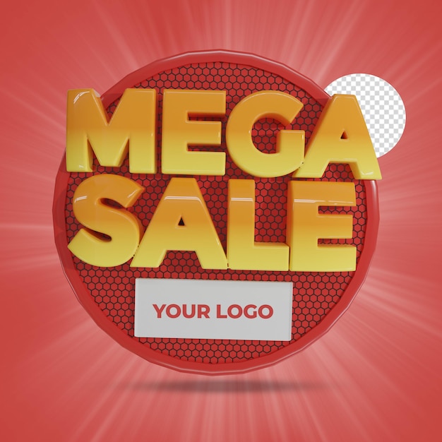 Mega sale label 3d render