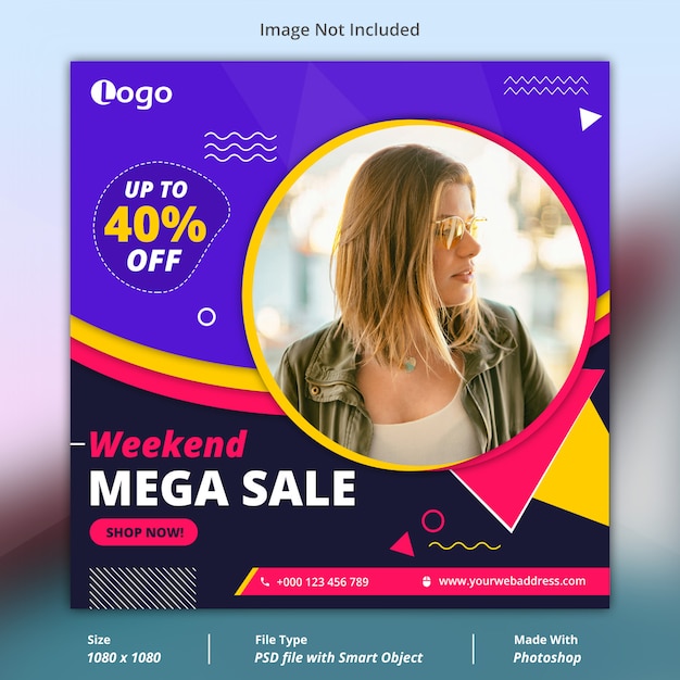 PSD mega sale offer social media banner template