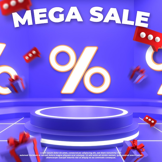 PSD mega sale promotion poster template