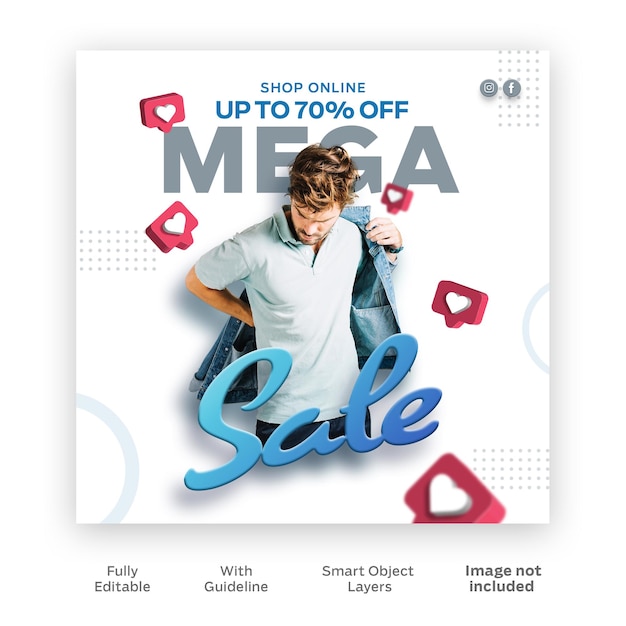 Mega Sale Promotion Social Media Post Ad Free PSD