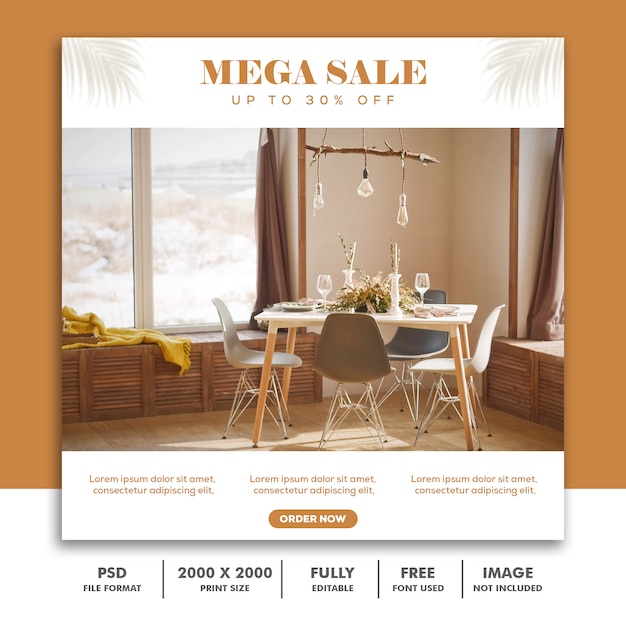 PSD mega sale social media post template