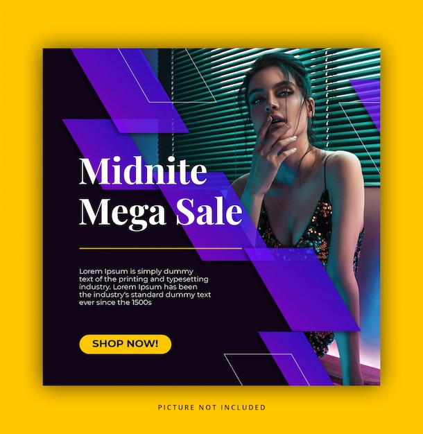 PSD Шаблон поста в социальной сети mega sale