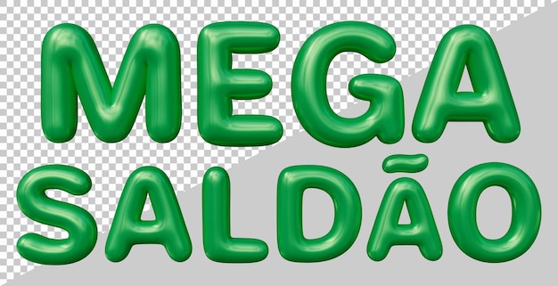 Mega sale-tekst in braziliaans portugees met moderne 3d-stijl