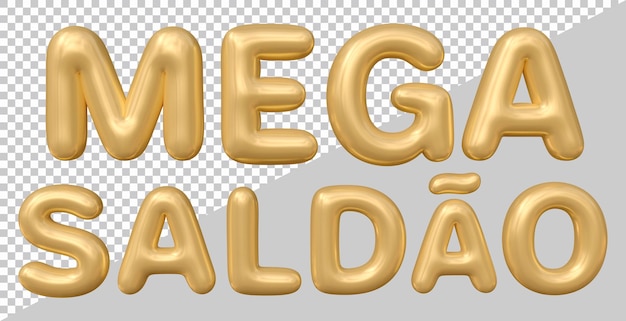 Mega sale text in brazilian portuguese with 3d modern style