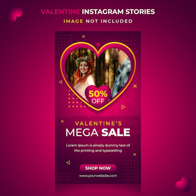 Mega sale valentine instagram stories banner template