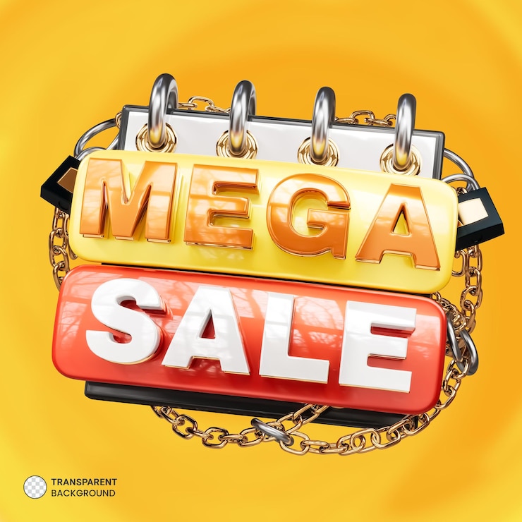 PSD mega sale with editable text 3d banner for promotion