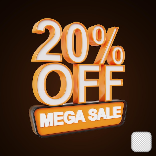 Mega sprzedaż 20% zniżki ilustracja 3d