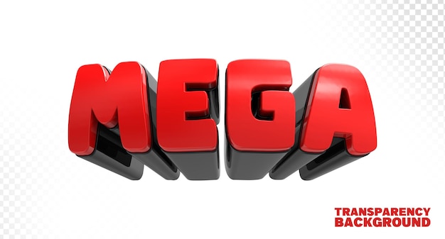 Rendering 3d di mega text red