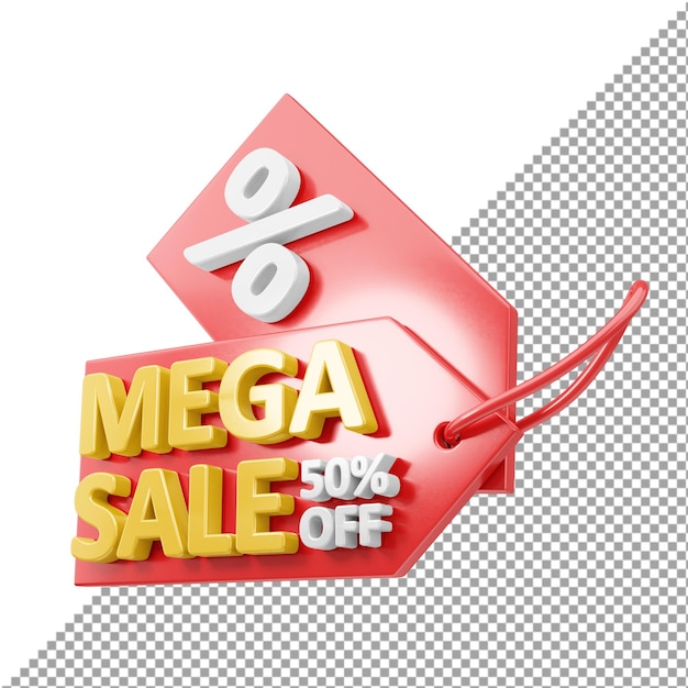 Mega verkoop badge 3d-rendering geïsoleerd