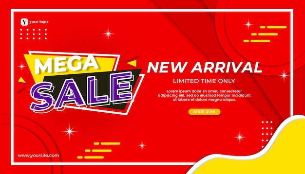 Mega verkoop banner sjabloon promotie