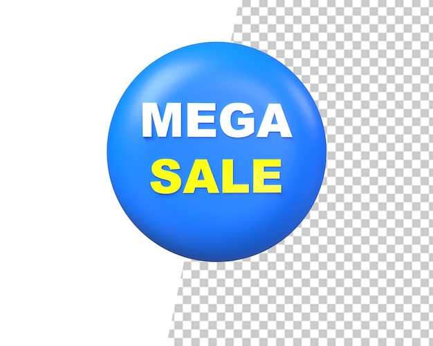 Mega verkoop label blauw pictogram 3d