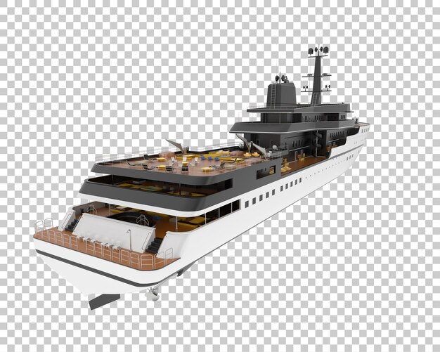 Mega yacht su sfondo trasparente 3d rendering illustrazione