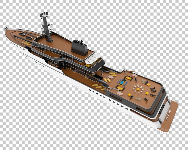 Mega yacht on transparent background 3d rendering illustration