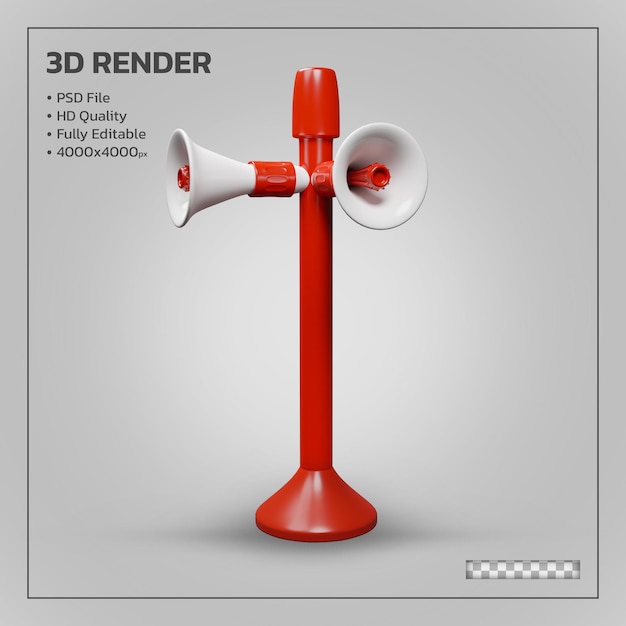 PSD megafon wieża realistyczny na białym tle render 3d