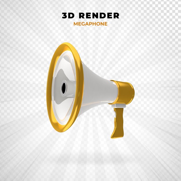 megafoon aankondiging productpromotie 3D-rendering PSD