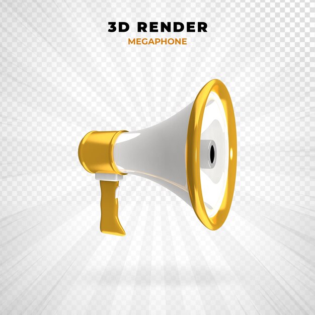megafoon aankondiging productpromotie 3D-rendering PSD