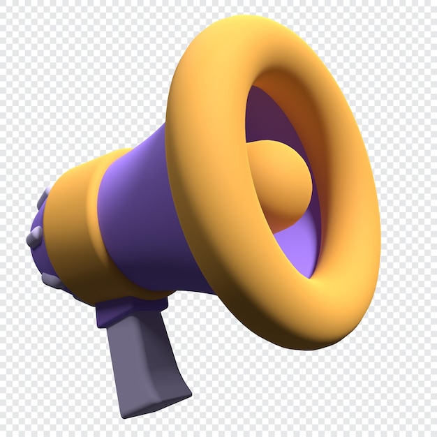 Megaphone 3d render icon illustration Gramophone icon 3d render of megaphone on transparent background 3d render illustration