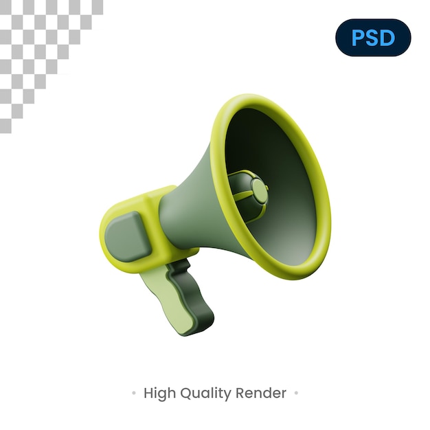 Megaphone 3d render illustration premium psd